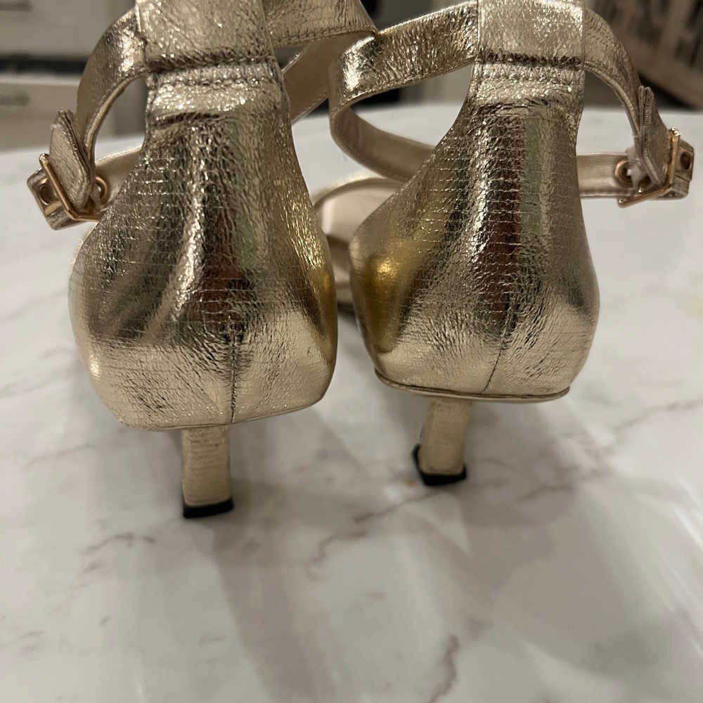 Franco Sarto Metallic Gold Heeled Sandals - Picture 7 of 9